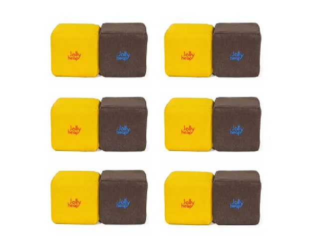 Cuburi Magnetice pentru construit, JollyHeap Pixi, 12 cuburi, Galben-Maro