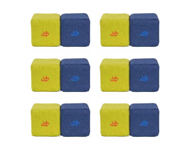 Cuburi Magnetice pentru construit, JollyHeap Pixi, 12 cuburi, Verde-Albastru