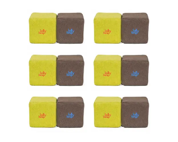 Cuburi Magnetice pentru construit, JollyHeap Pixi, 12 cuburi, Verde-Maro