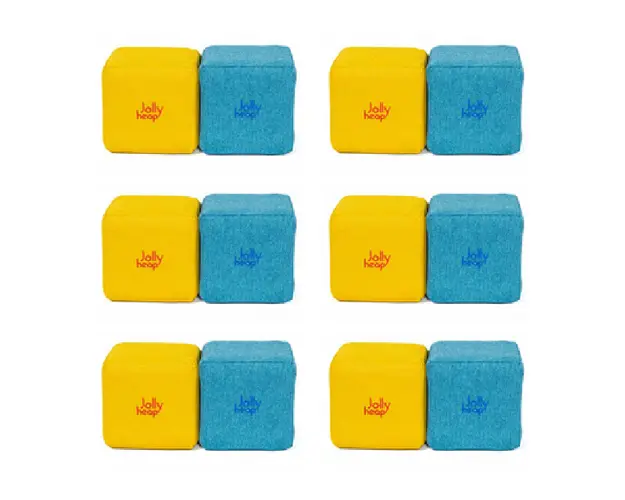Cuburi Magnetice pentru construit, JollyHeap Pixi, 12 cuburi, Galben-Bleu