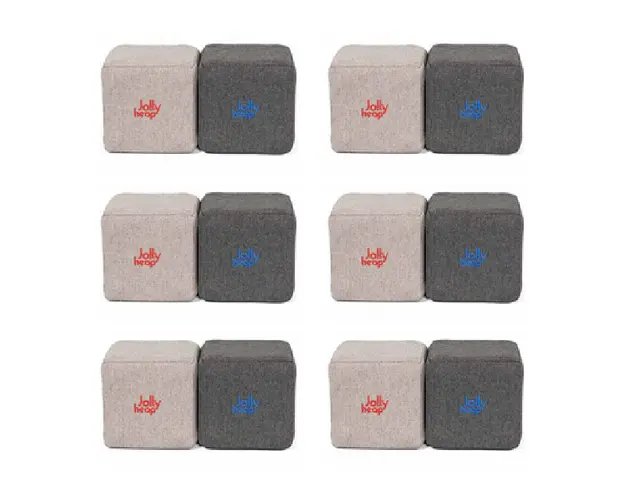 Cuburi Magnetice pentru construit, JollyHeap Pixi, 12 cuburi, Gri-Gri Inchis