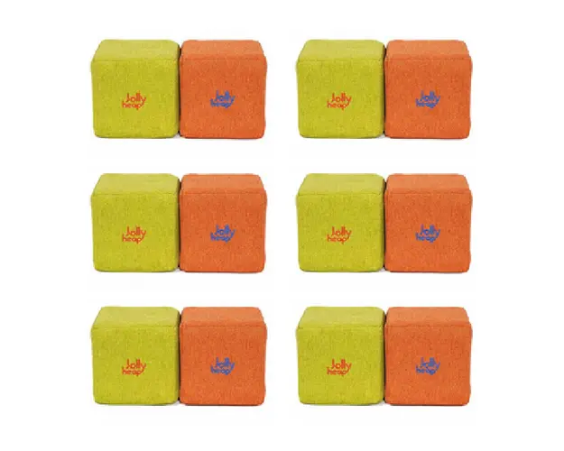Cuburi Magnetice pentru construit, JollyHeap Pixi, 12 cuburi, Verde-Portocaliu