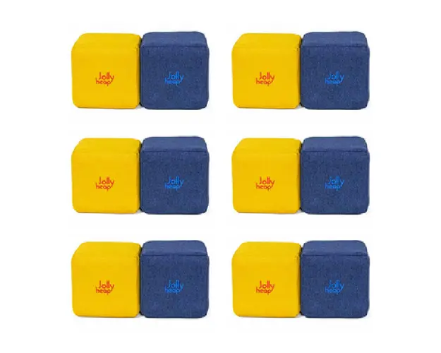 Cuburi Magnetice pentru construit, JollyHeap Pixi, 12 cuburi, Galben-Albastru