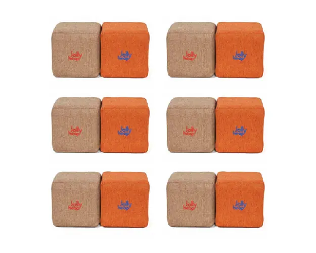 Cuburi Magnetice pentru construit, JollyHeap Pixi, 12 cuburi, Bej-Portocaliu