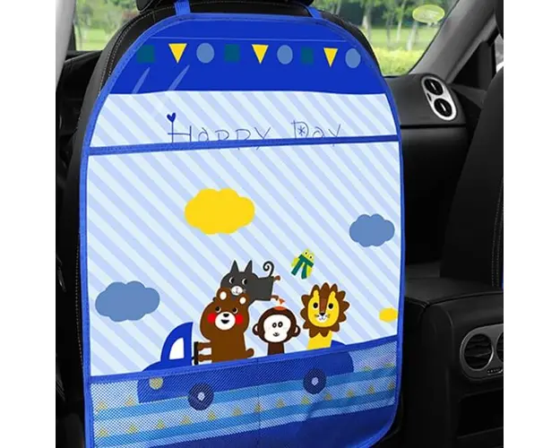 Husa protectie scaun auto copii, impermeabila, 3 buzunare, Empria, 65x44.5 cm, Bleu