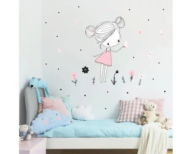 INSPIO zana in culori pudrate cu fluturi si flori, roz