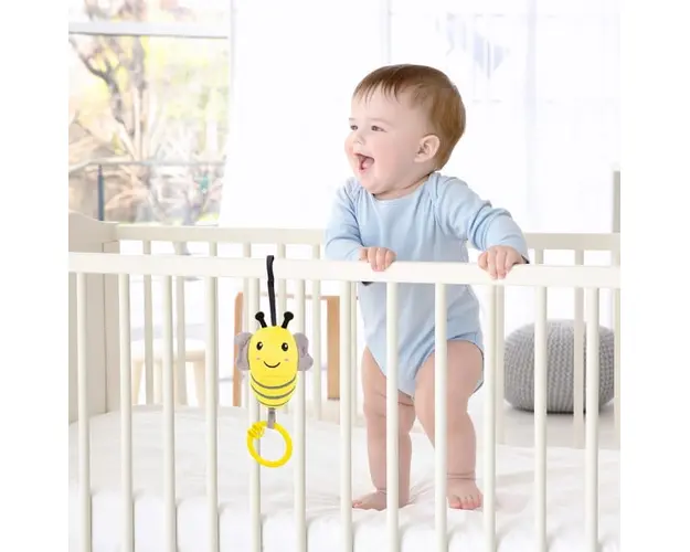 Jucarie cu vibratii pentru bebelusi BabyJem, Albinuta din plus, 6 luni+, Galben