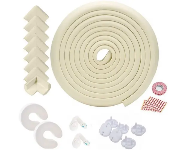 Kit de siguranta pentru copii - banda si coltare moi, opritoare usa, sigurante sertar si priza, Diverse culori