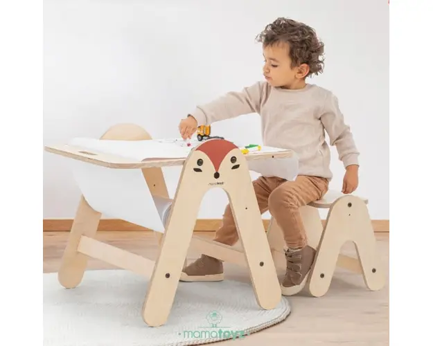 Masuta si tabla 2 in 1 cu scaunel MamaToyz Massam, Vulpita