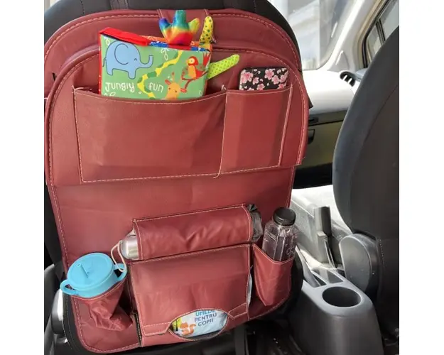 Organizator scaun auto copii, impermeabil, Empria, 63x44.5 cm, Visiniu