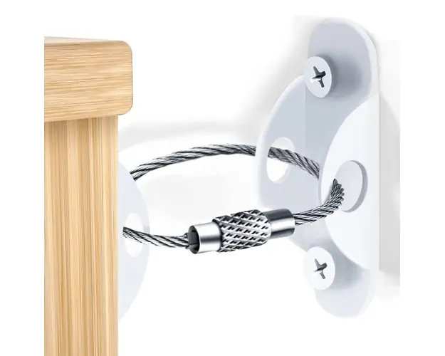 Pachet 6 kituri anti-rasturnare mobilier, protectie copii, protectie cutremur, Empria, Alb