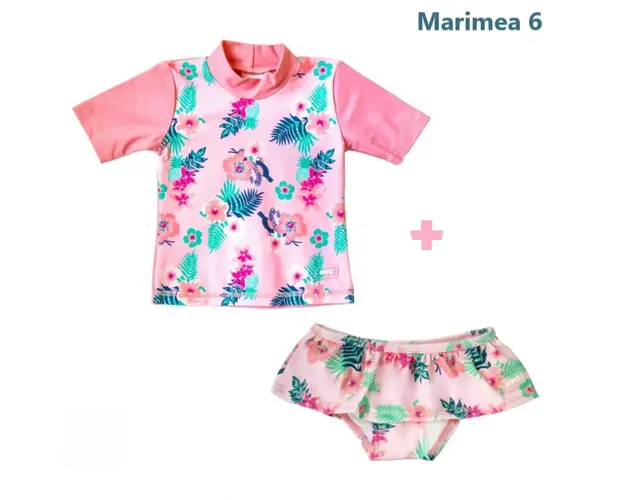 PACHET: SLIP + TRICOU, Floral Pink, Marimea 6