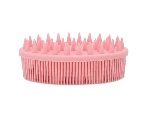 Perie pentru corp 2 in 1, burete din silicon pentru curatare, exfoliere si masaj corporal, Empria, Roz, Model 1