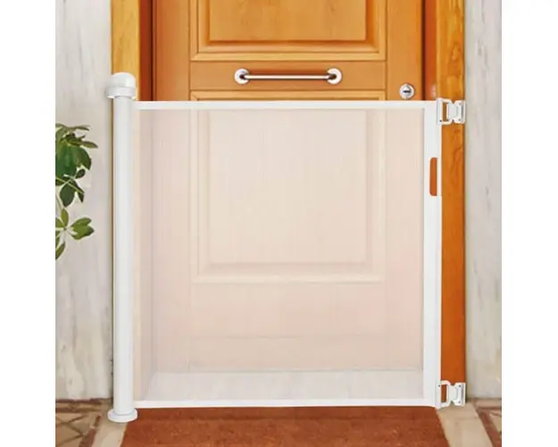 Poarta siguranta caini, pisici, copii, protectie scari si usi, dimensiune ajustabila, Empria, 180 cm, Alb