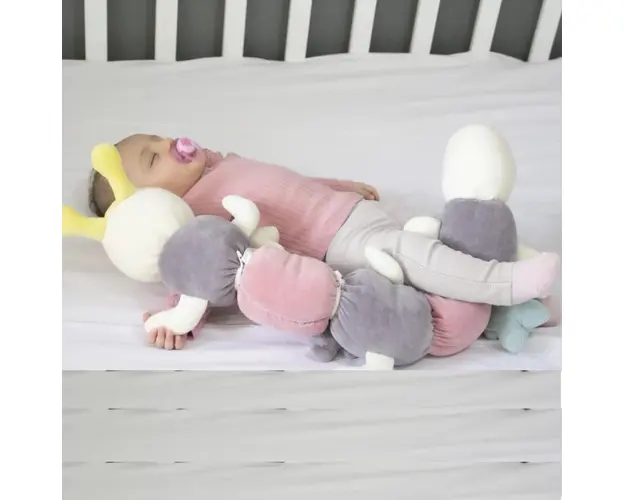 Protectie laterala multifunctionala cu jucarii din plus BabyJem Caterpilar, Roz