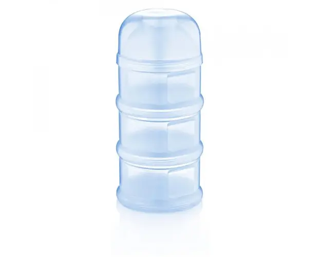 Recipient lapte praf BabyJem cu 3 compartimente, Bleu