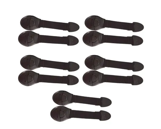 Set 10 sigurante flexibile textile pentru usi si sertare, Empria, 20 cm, Negru