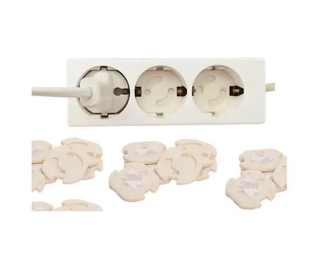 Set 15 bucati sigurante priza cu adeziv, Crem