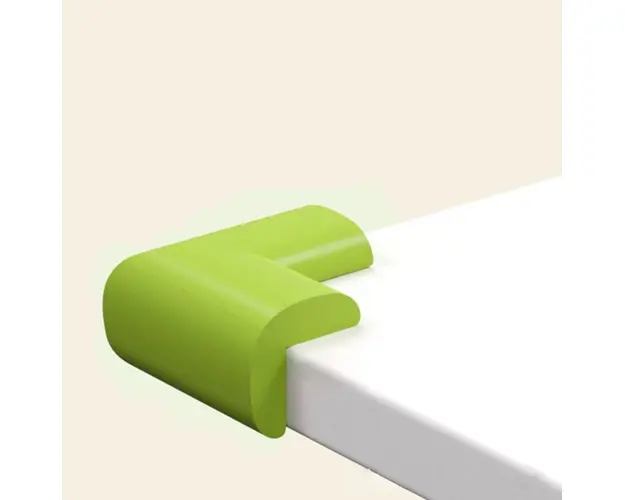 Set 4 bucati groase protectii colturi mobilier, 3.5x1.2x5.5 cm, Verde