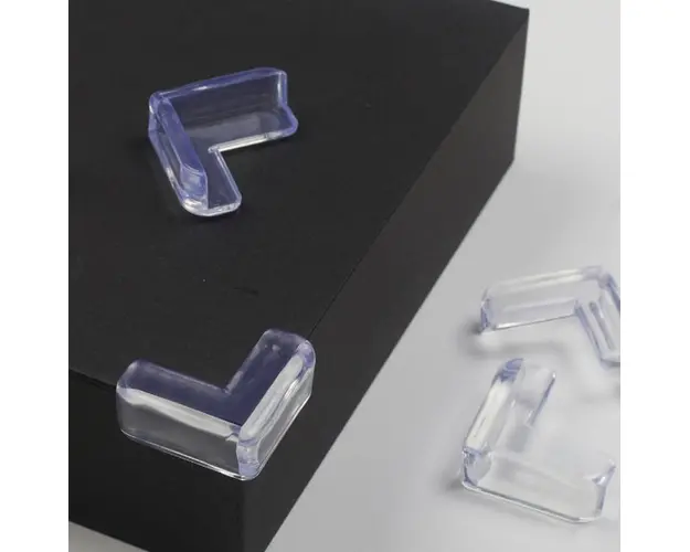 Set 4 protectii colturi, forma L, silicon transparent, 1.5x0.5x4.0 cm