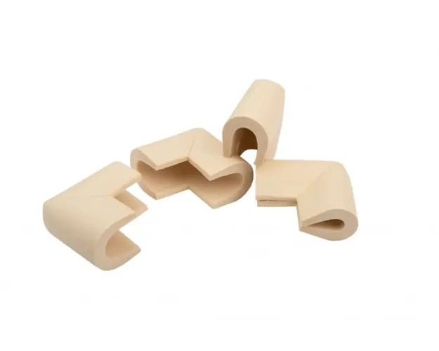 Set 4 protectii colturi in forma U, 3.5x0.7x6 cm, Crem