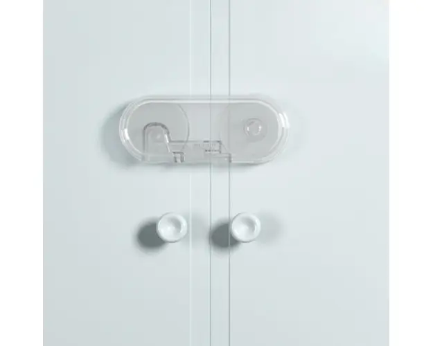 Set 6 sigurante fixe pentru usi si sertare dulap, transparent, 9.6x4x1.5 cm