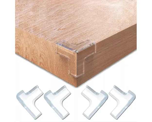 Set 8 mini protectii colturi, tridimensionale silicon transparent, 2.4x0.8x0.3 cm