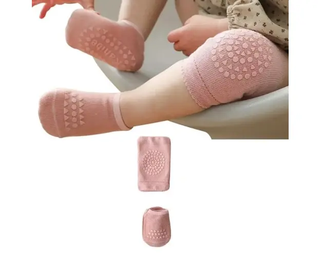 Set protectii anti-alunecare copil, genunchiere si sosete, Roz