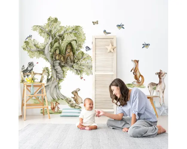 Sticker perete Padure - Casa in Varful Copacilor