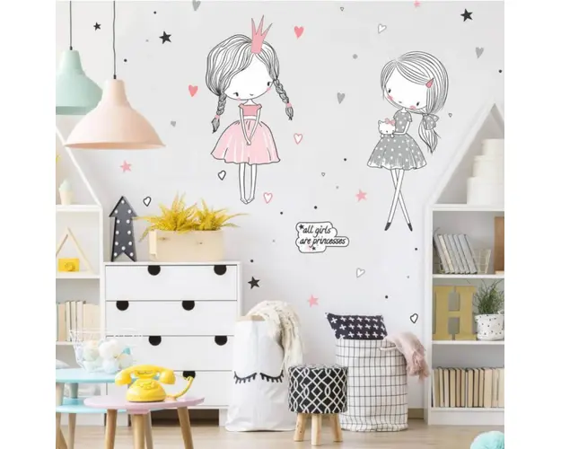 Zane - autocolante in culori de gri si roz, 90 cm