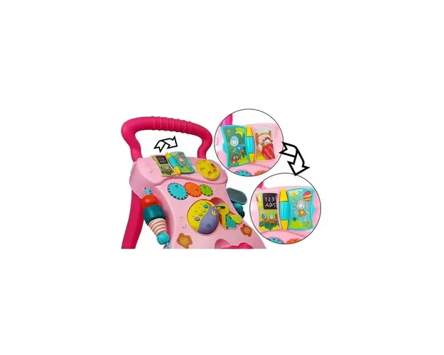 Antepremergator multifunctional LeanToys pentru bebe cu centru de activitati roz 5995