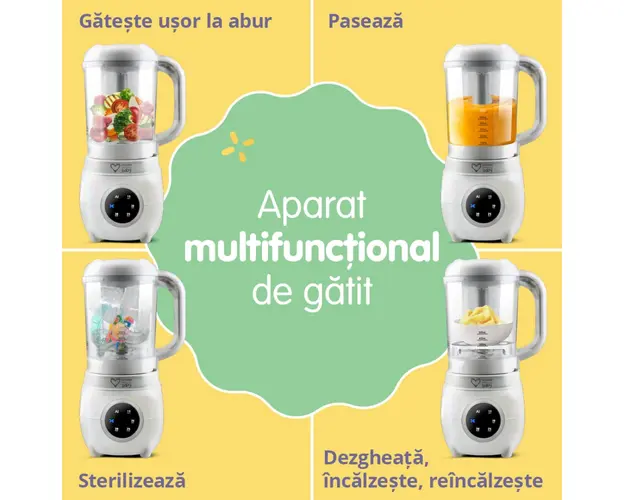 Aparat automat multifunctional de gatit cu aburi si blender 5 in 1 Easycare Baby