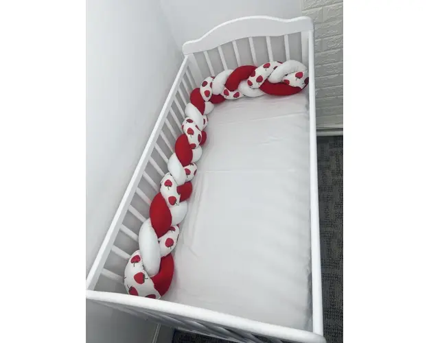 Aparatoare laterala pat bumper Deseda impletita 180 cm mix capsuni dulci