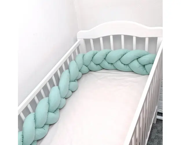 Aparatoare laterala pat bumper Deseda impletita 180 cm uni verde menta pal