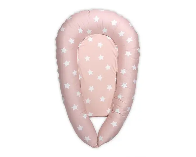 Baby Nest 3 in 1 cu husa din bumbac ranforce 110x70x15 cm Pale Blush