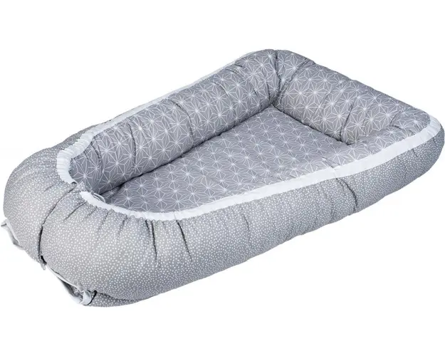 Baby Nest cu 2 fete, grey snowflakes 72x42x15 cm
