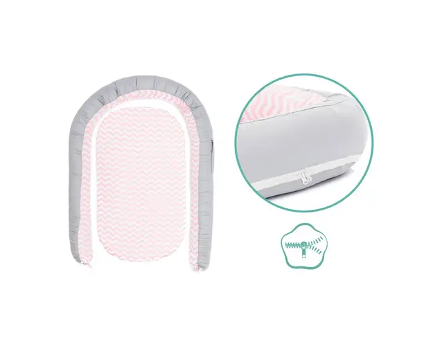 Baby nest culcus saltea si protectie de pat detasabila 90x40 cm pink Fillikid
