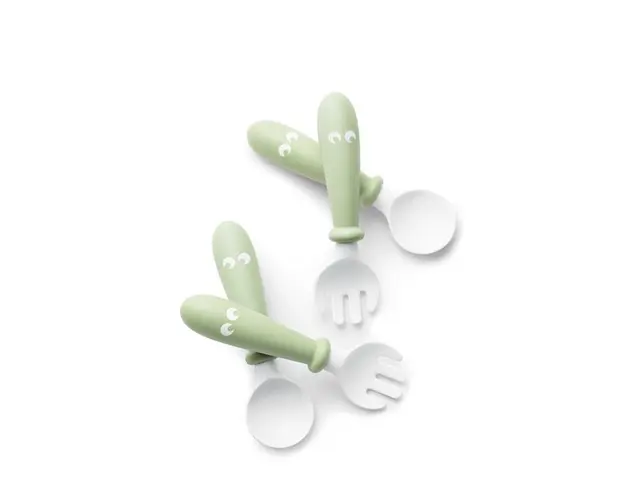 Set lingurite si furculite pentru bebelusi 4 bucati Powder Green