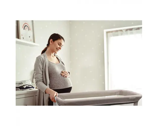 Patut cu cadru din Lemn BabyGo Goodnight Grey