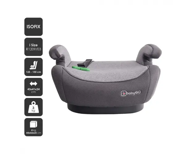 Inaltator auto booster BabyGo i-Size Bursa IV 125-150 cm certificat R129 Grey
