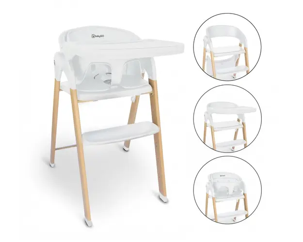 Scaun de masa 3 in 1 transformabil Levels alb BabyGo