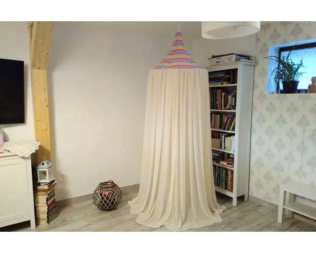 Baldachin de tavan curcubeu si voal ivory diametru 75 cm