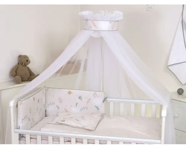Baldachin din tul pentru patut bebe Airy Beige 160 x 600 cm