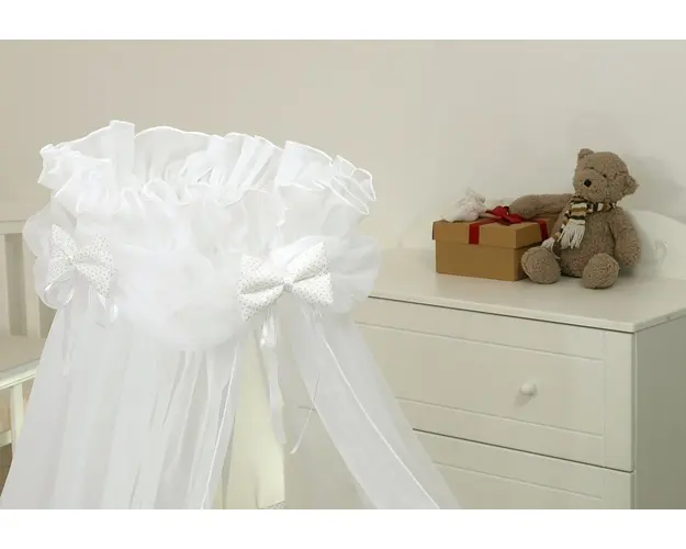 Baldachin din tul pentru patut bebe Sweet Dreams White 160 x 600 cm