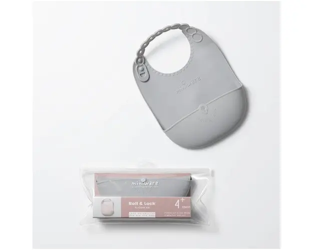 Baveta bebelusi Miniware Roll Lock Grey