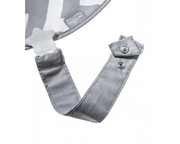 Baveta cu suport pentru suzeta Little Waves Grey