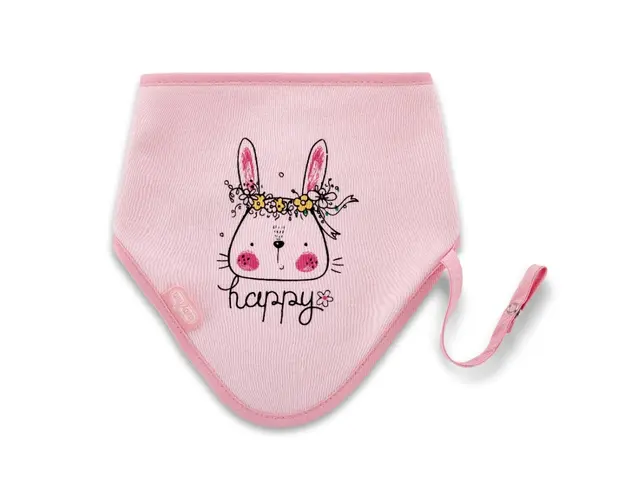 Baveta cu suport suzeta BabyJem Triangle Pink
