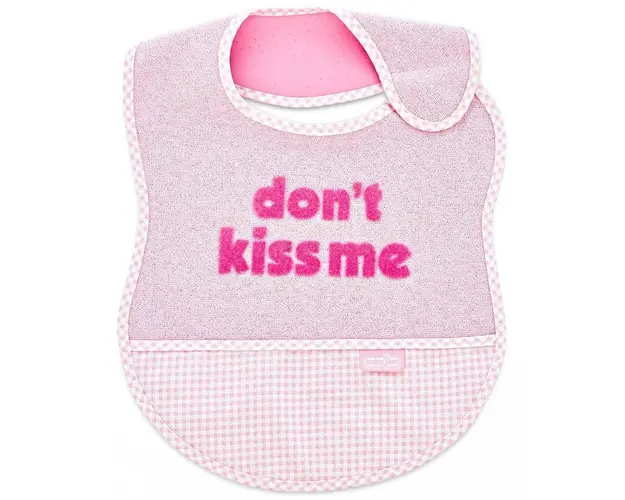 Baveta BabyJem din bumbac Dont Kiss Me Pink