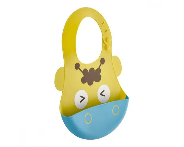 Baveta din silicon Soft Baby Bib Giraffe Yellow