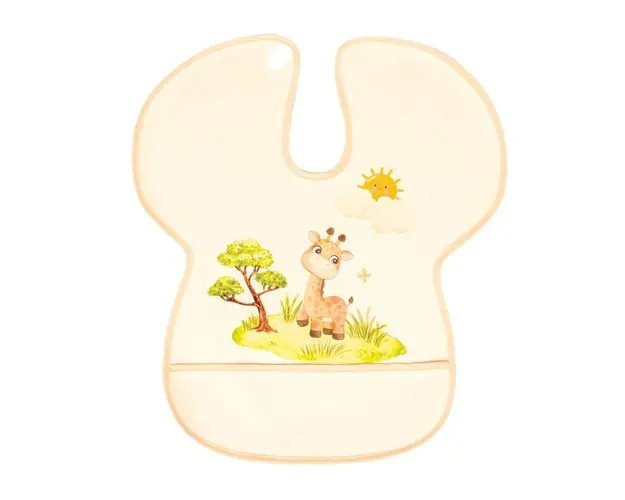Baveta impermeabila cu protectii pentru umeri Happy Giraffe